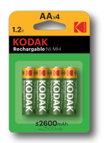 Аккумуляторы NiMH (никель-металлгидридные) Kodak HR6-4BL 2600mAh [KAAHR-4], 4шт