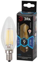 Лампочка светодиодная ЭРА F-LED B35-9w-840-E14 Е14 / Е14 9Вт филамент свеча нейтральный белый свет, 1шт