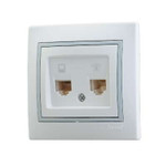 Розетка компьютерная + телефонная 2-м СП Mira RJ45 + RJ11 IP20 с сер. вставкой бел. LEZARD 701-0215-143, 1шт