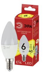 Лампочка светодиодная ЭРА RED LINE LED B35-6W-827-E14 R Е14 / E14 6 Вт свеча теплый белый свет, 1шт