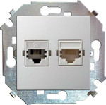 Розетка компьютерная 2-м СП Simon 15 RJ45 кат.5E Systimax механизм бел. Simon 1591593-030, 1шт