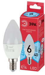 Лампочка светодиодная ЭРА RED LINE LED B35-6W-840-E14 R E14 / Е14 6 Вт свеча нейтральный белый свет, 1шт