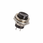 Выключатель-кнопка металл 250V 2А (2с) OFF-(ON) Ø16.2 черная (RWD-306) REXANT, 10шт