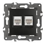 14-3108-05 ЭРА Розетка 2хRJ45, IP20, антрацит, 1шт