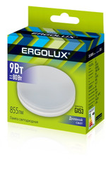 Лампа светодиодная LED-GX53-9W-GX53-6K 9Вт GX53 6500К 180-240В Ergolux 14309, 1шт