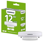 Лампа светодиодная T80 12Вт таблетка 4000К GX53 230В GENERICA LL-T80-12-230-40-GX53-G, 1шт
