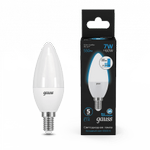 Лампа Gauss Свеча 7W 550lm 6500К E14 шаг. диммирование LED1/10/100, 1шт