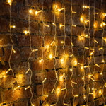 Гирлянда Светодиодный Дождь 2х3м, 600 LED ТЕПЛЫЙ БЕЛЫЙ, прозрачный ПВХ, IP65, эффект мерцания, 230В соединяется NEON-NIGHT (нужен шнур питания 303-500-1), 1шт