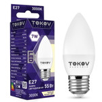 Лампа светодиодная 7Вт С37 3000К Е27 176-264В TOKOV ELECTRIC TKE-C37-E27-7-3K, 1шт
