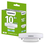Лампа светодиодная 10Вт T80 таблетка 6500К холод. бел. GX53 1000лм 230В GENERICA LL-T80-10-230-65-GX53-G, 1шт