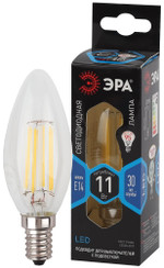 Светодиодная лампа F-LED B35-11w-840-E14 ЭРА (филамент, свеча, 11Вт, нейтр, E14), 1шт