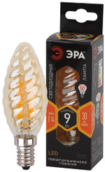 Светодиодная лампа F-LED BTW-9W-827-E14 gold ЭРА (филамент, свеча витая золот., 9Вт, тепл, E14), 1шт