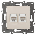 14-3108-02 ЭРА Розетка 2хRJ45, IP20, слоновая кость, 1шт