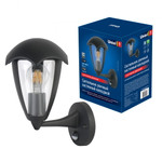UUL-S81A 60W/E27 Sensor IP54 Black Светильник  уличный, под лампу Е27, с датчиком движения. Архитектурный накладной. Корпус черный. TM Uniel., 1шт