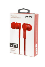 Наушники PERFEO RETE PF_A4625 тканевый провод красные BL1, 1шт