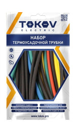 Набор трубок термоусадочных 4⁄2; 6⁄3; 8⁄4; 10⁄5; 12⁄6 100мм 35шт (7 цветов по 1шт каждого размера) TOKOV ELECTRIC TKE-THK-4-12-0.1-7С, 1УП.1 шт.