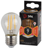 Лампочка светодиодная ЭРА F-LED P45-9w-827-E14 E14 / Е14 9Вт филамент шар теплый белый свет, 1шт