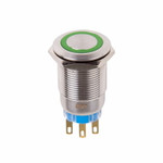 Кнопка антивандальная Ø19 12В(LED) Фикс (5с) OFF-ON/ON-OFF подсв/зеленая REXANT, 1шт