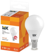 Лампа светодиодная ECO G45 9Вт шар 3000К E14 230В IEK LLE-G45-9-230-30-E14, 1шт