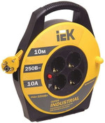 Удлинитель на катушке 4х10м с заземл. 10А IP20 Industrial УК10 3х1 термозащита IEK WKP14-10-04-10, 1шт