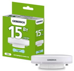 Лампа светодиодная T80 15Вт таблетка 6500К GX53 230В GENERICA LL-T80-15-230-65-GX53-G, 1шт