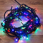 Гирлянда Твинкл Лайт 20 м, 200 LED МУЛЬТИКОЛОР (RGYB), черный ПВХ, IP65, динамика, 230В соединяется NEON-NIGHT (нужен контроллер 217-204), 1шт