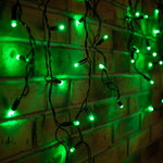 Гирлянда светодиодная Бахрома (Айсикл), 2,4х0,6м, 88 LED ЗЕЛЕНЫЙ, черный ПВХ, IP65, постоянное свечение, 230В NEON-NIGHT (шнур питания в комплекте), 1шт