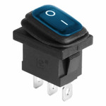 Выключатель клавишный 250V 6А (3с) ON-OFF синий с подсветкой Mini ВЛАГОЗАЩИТА REXANT, 10шт