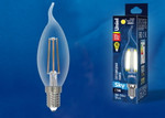 Led-cw35-11w/3000k/e14/cl pls02wh лампа светодиодная. форма “свеча на ветру”, прозрачная. серия sky. теплый белый свет (3000К). Картон. ТМ Uniel., 1шт