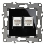 12-3108-06 ЭРА Розетка информационная двойная 2XRJ45, IP20, Эра12, чёрный, 1шт