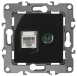 12-3110-06 ЭРА Розетка комбинированная RJ45+TV, IP20, Эра12, чёрный, 1шт