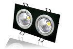 Встраиваемый светодиодный светильник ASV-6F-20W (220V, 2*10W, черный) (теплый белый 3000K), 1шт