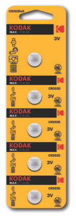 Литиевая батарейка Kodak CR2025-5BL, 5шт