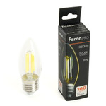 Лампа светодиодная, (6W) 230V E27 2700K C35 прозрачная, LB-1206, 1шт