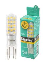 Лампа светодиодная Camelion LED6-G9-NF/830/G9 6Вт 3000К BL1, 1шт