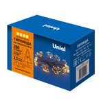 Uld-s0250-200/sta warm white ip44 starburst гирлянда светодиодная «звезда», 2,5м. 200 светодиодов. теплый белый свет. провод прозрачный. тм uniel, 1шт
