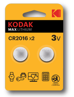 Батарейки Kodak CR2016-2BL MAX Lithium, 2шт