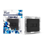 Розетка компьютерная 2-м СП Pixel RJ45 кат.5E механизм карбон TOKOV ELECTRIC TKE-PX-RC2-C14, 1шт