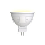 Led-jcdr 6w/ww/gu5.3/fr plp01wh лампа светодиодная. форма «jcdr», матовая. серия яркая. теплый белый свет (3000K). Картон. ТМ Uniel, 1шт