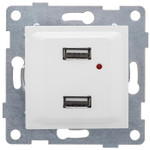 Розетка USB 2-м СП Ugra механизм бел. GUSI С11USB2-001, 1шт