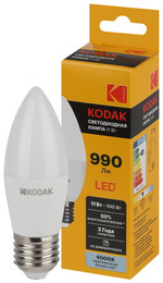Лампочка светодиодная Kodak LED KODAK B35-11W-840-E27 E27 / Е27 11Вт свеча нейтральный белый свет, 1шт