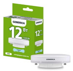 Лампа светодиодная T80 12Вт таблетка 6500К GX53 230В GENERICA LL-T80-12-230-65-GX53-G, 1шт