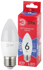 Лампочка светодиодная ЭРА RED LINE LED B35-6W-865-E27 R E27 / Е27 6 Вт свеча холодный дневной свет, 1шт