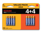 Батарейки Kodak LR03 4+4BL MAX SUPER Alkaline AAA, 8шт