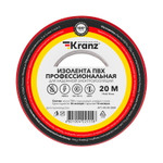 Изолента ПВХ профессиональная, 0,18х19 мм х 20 м, красная KRANZ, 10шт
