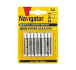 Элемент питания алкалиновый AA/LR6 94 753 NBT-NE-LR6-BP4 (блист.4шт) Navigator 94753, 1упак. 4шт
