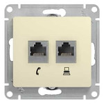 Розетка компьютерная 2-м Glossa RJ45 кат.5E механизм беж. SE GSL000285KK, 1шт