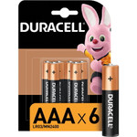 Алкалиновая батарейка Duracell LR03-6BL BASIC, 6шт