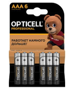 Элемент питания алкалиновый AAA/LR03 (блист. 6шт) Professional Opticell 5052004, 1УП.6 шт