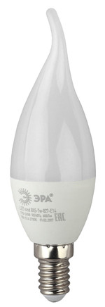 Лампочка светодиодная ЭРА STD LED BXS-7W-840-E14 E14 / Е14 7Вт свеча на ветру нейтральный белый свет, 1шт